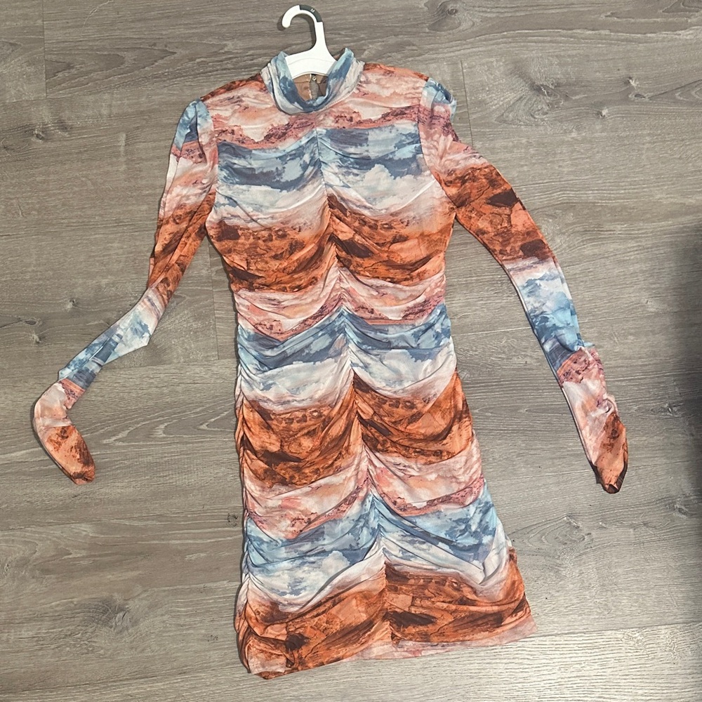 Wild Fable Multicolor Long Sleeve Dress scrunched dress NWT